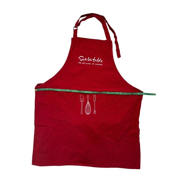 SUR LA TABLE Red Cooking Utensil Embroidered Kitchen Apron One Size Adult Cotton - Picture 6 of 7